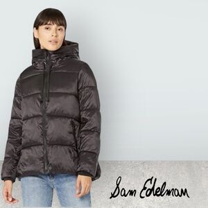 Sam Edelman Purple Quilted Hooded Funnel Collar Puffer Coat Jacket Women M 70839